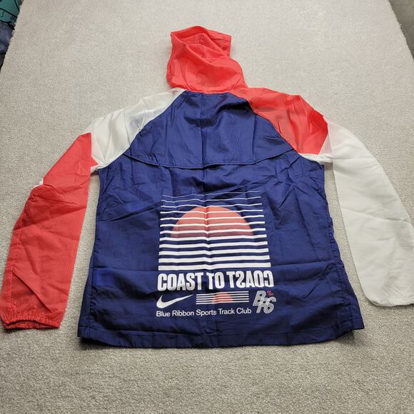 Nike Blue Ribbon Sports Red Blue & White Running Track Jacket Men's Size Medium - Picture 2 of 6